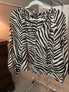 Banana Republic brown and beige Zebra Print Peasant Top